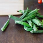 dog eating okra