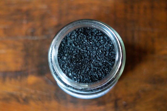 close-up of activated charcoal cat litter